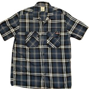 Dickies Blue Plaid Short Sleeve Button Up Shirt Sz Large Casual Outdoor Workgear